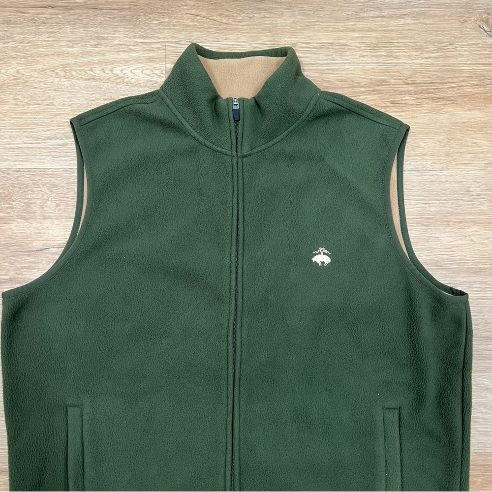 Green Brooks Brothers “346” Full Zip Fleece Vest Mens Size Large Pockets Preppy - Picture 3 of 9